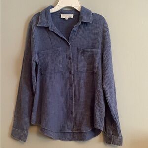 Blue Button-Up Women's Top - Preloved